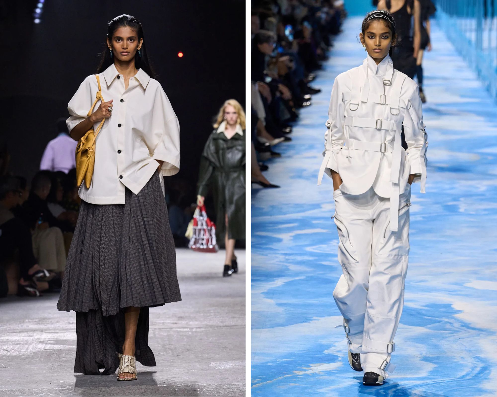 Bottega Veneta lente/zomer 2025 (links) en Dior lente/zomer 2025