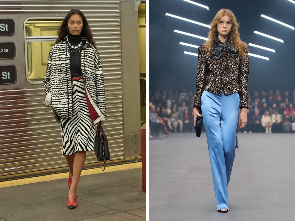 dierenprint op de catwalk bij Chanel en Valentino office looks back to work