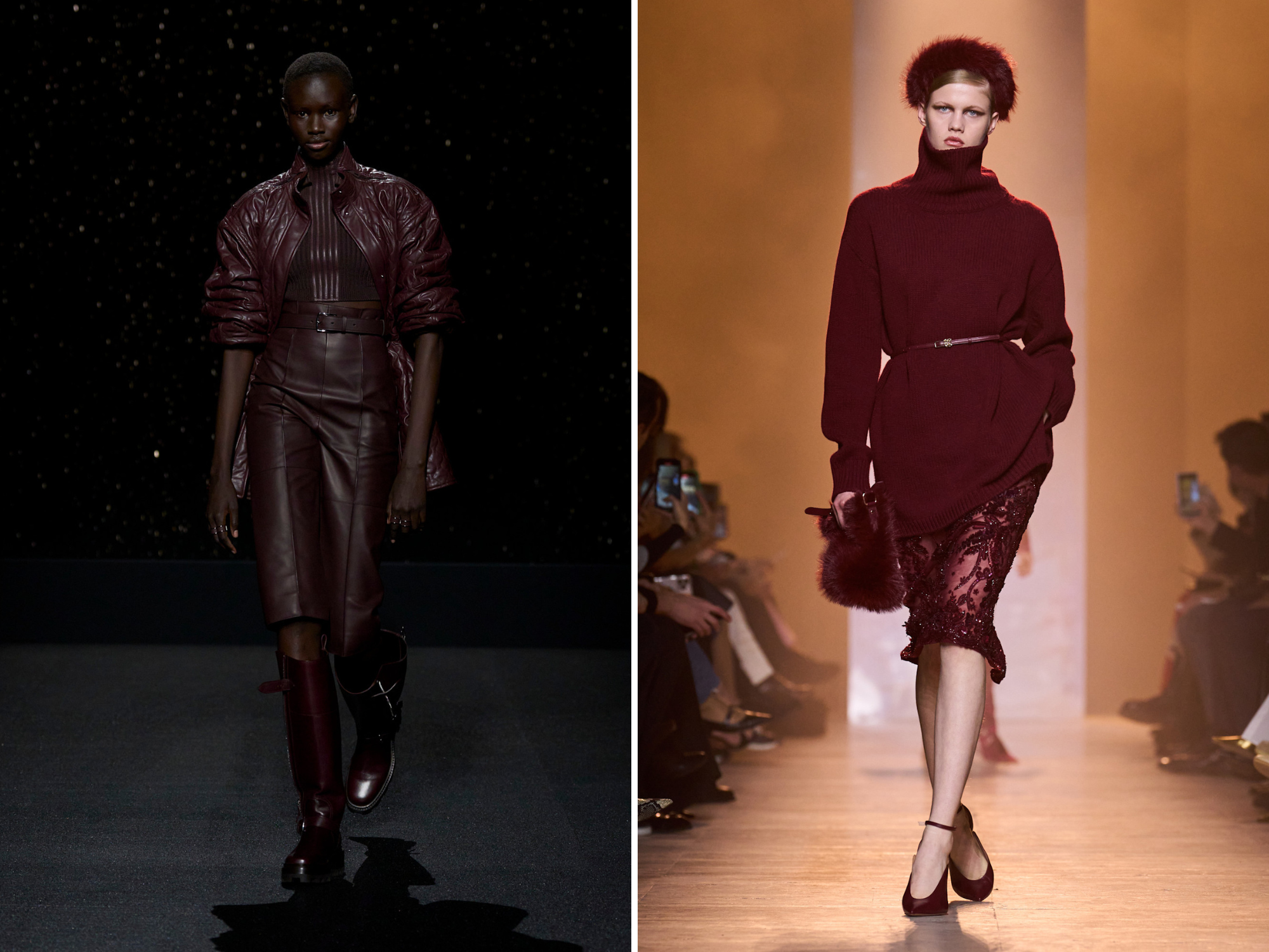 Coltrui bordeauxrood bij Hermès en Elie Saab herfst/winter 2024 en 2025