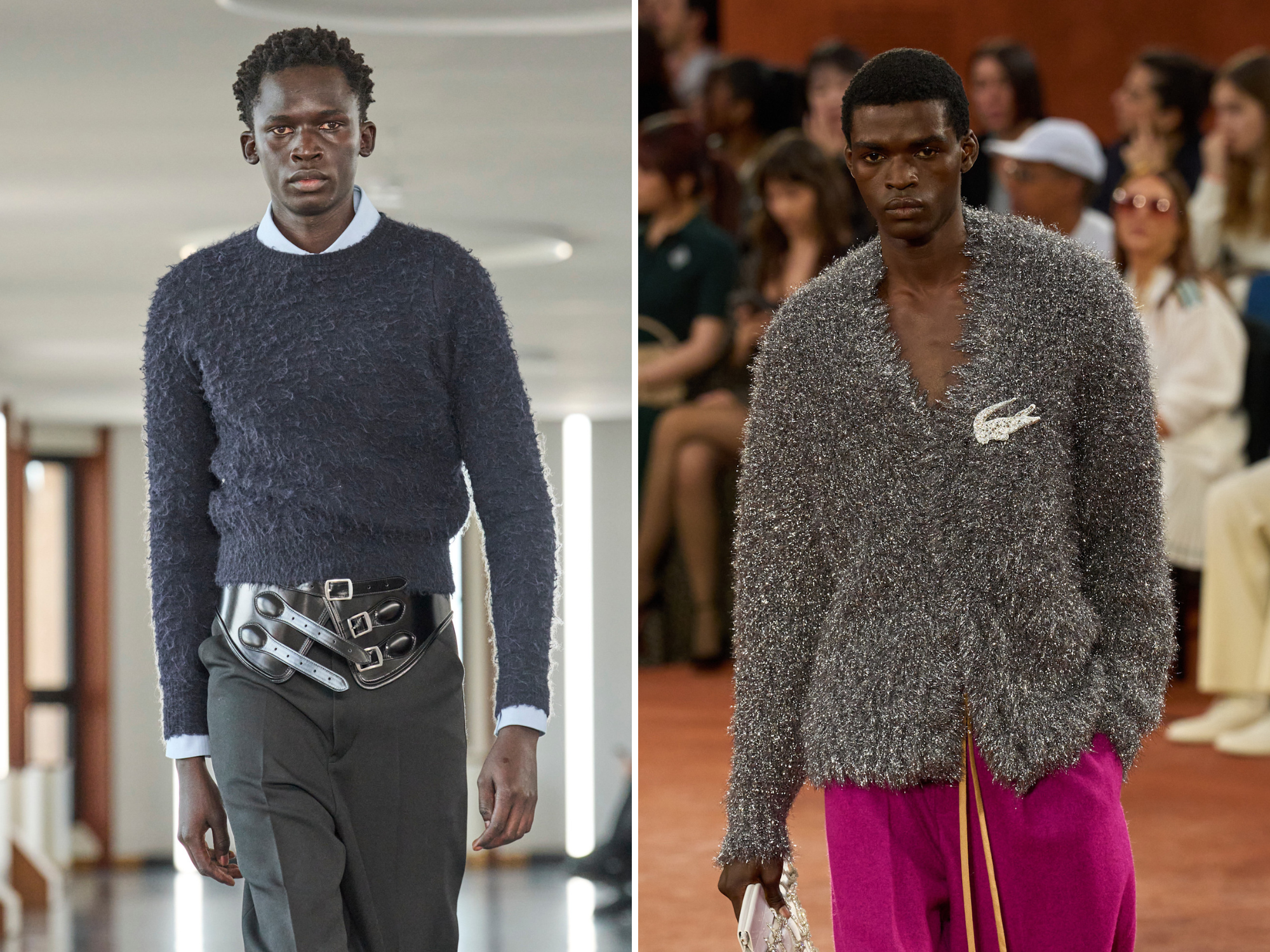 Harige trui op de catwalk