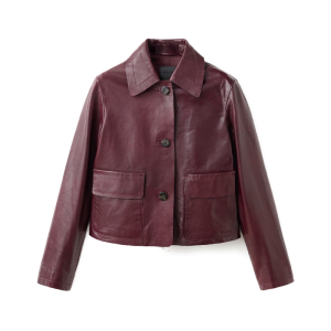 Rode leren jas van Mango