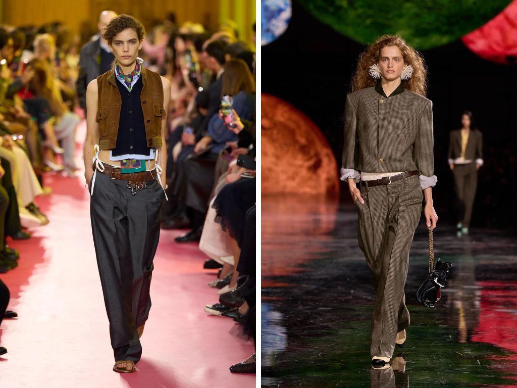 low waist broeken op de catwalk bij Miu Miu en Chanel 2026