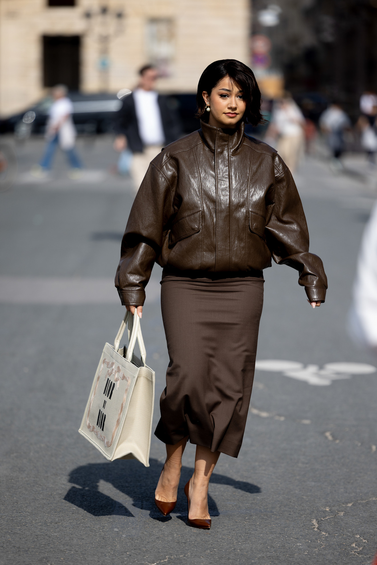 Ton-sur-ton look winter bruine outfit