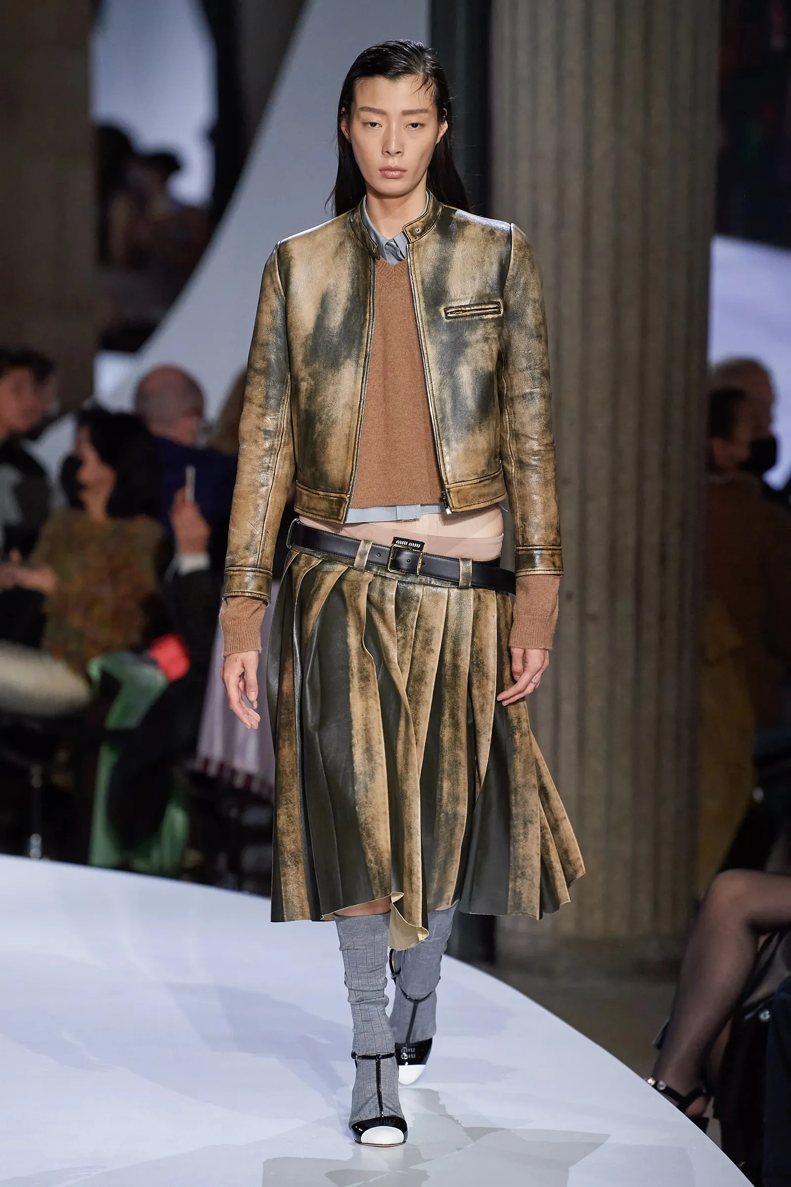 Miu Miu rok verweerd leer