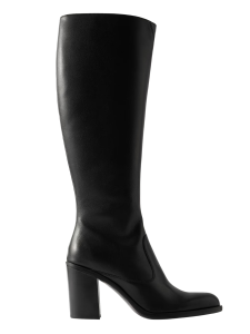 schoenen bij panty combineren - hoge zwarte laarzen