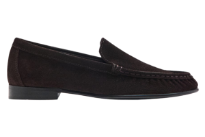 schoenen bij panty combineren, bruine loafers