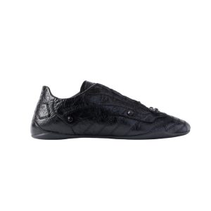 BALENCIAGA City studded crinkled-leather sneakers