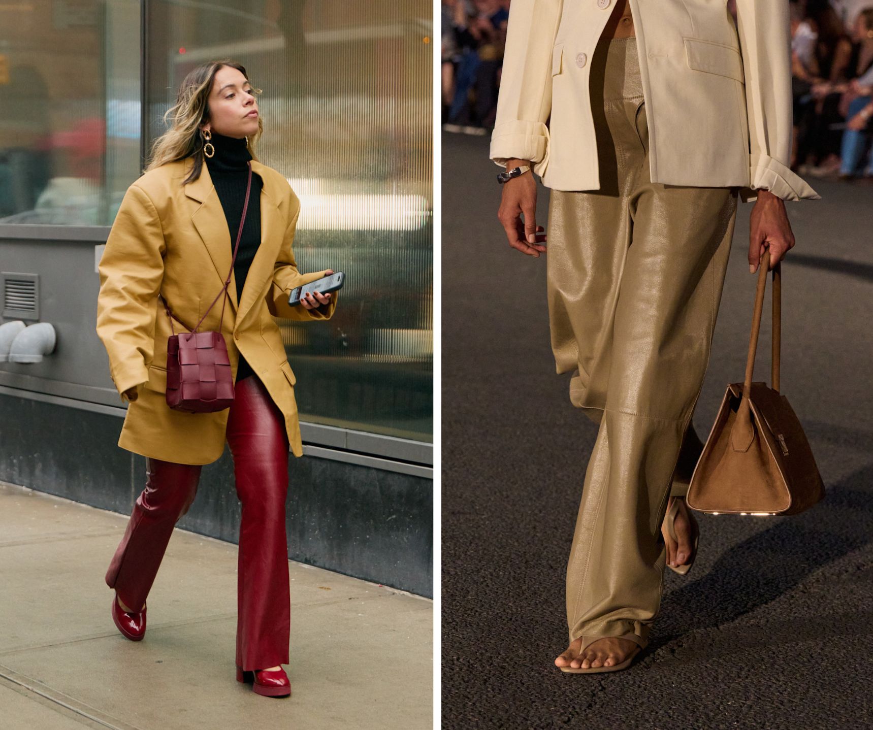 De leren broek in streetstylelook en op de runway.