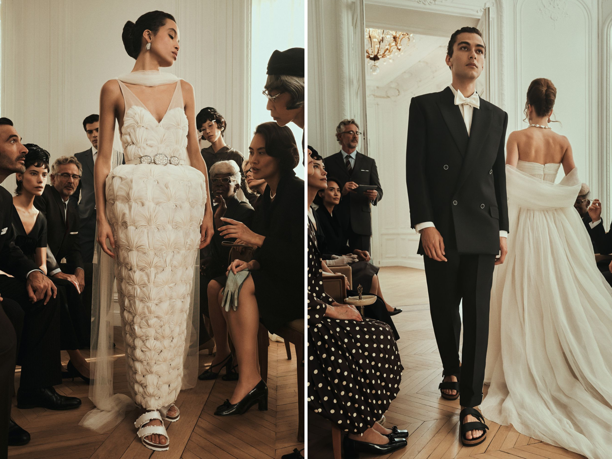 Birkenstocks onder bruidsjurk en bruidspak