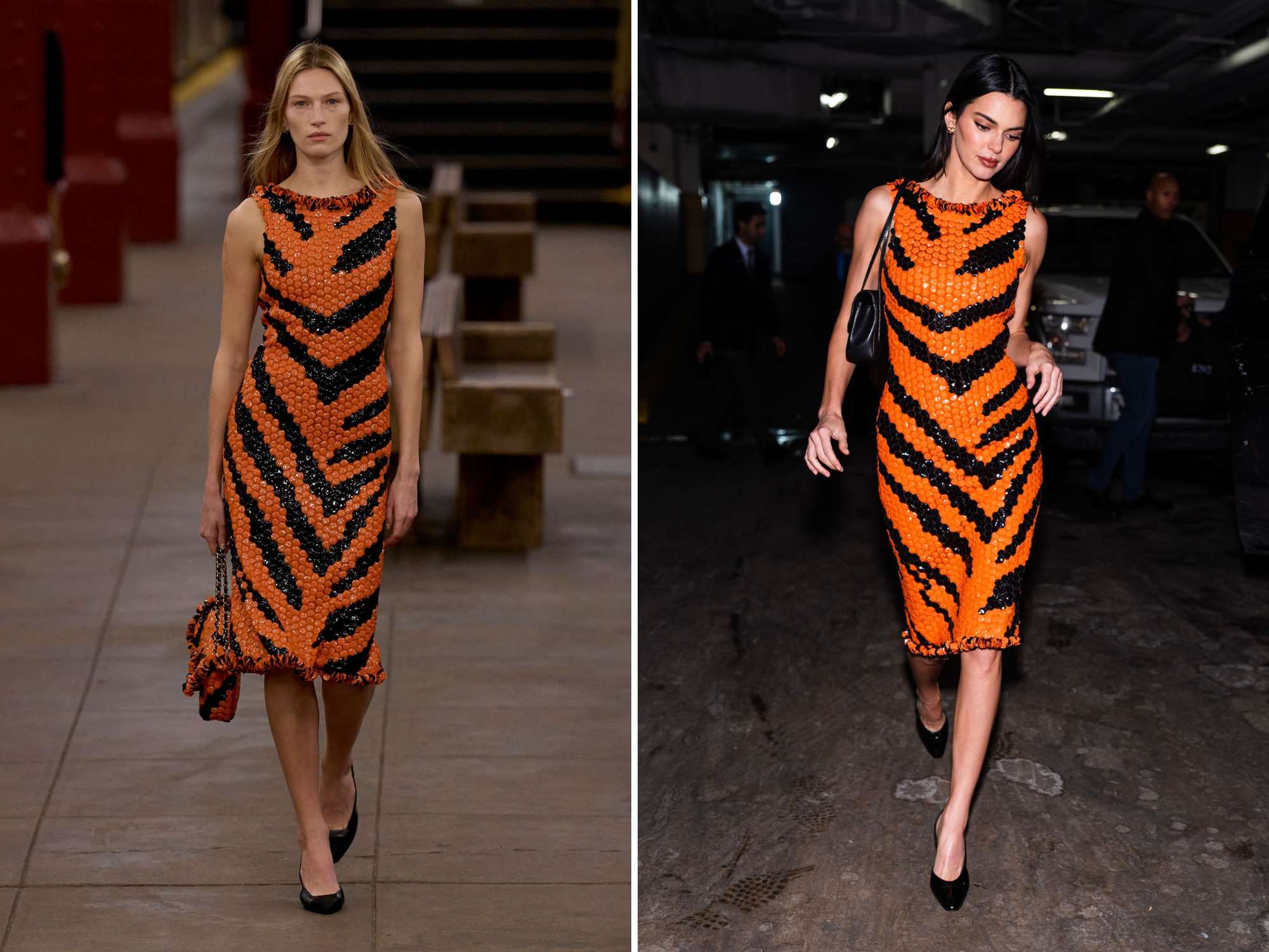 chanel show tijgerprint jurk kendall jenner