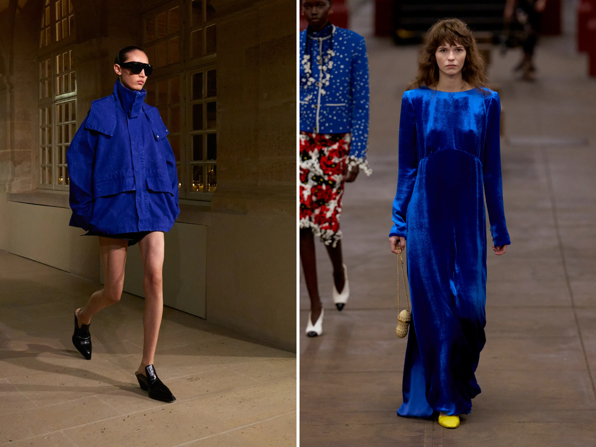 Kobaltblauw bij Victoria Beckham lente/zomer 2026 en Chanel Métiers d’Art-show 2026