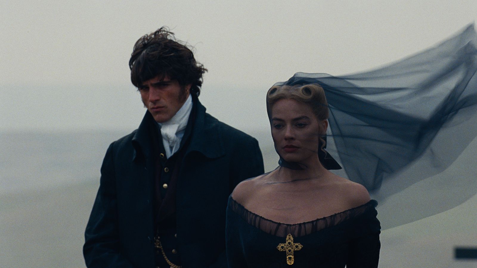 Jacob elordi en margot robbie in wuthering heights