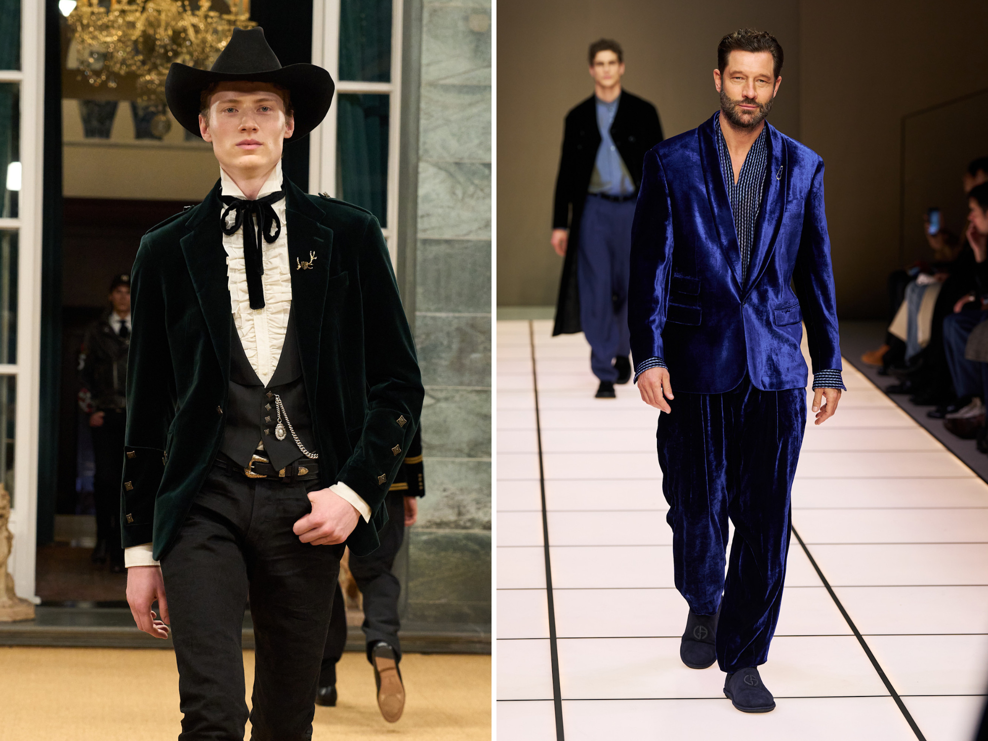 Velvet blazer Ralph Lauren en Giorgio Armani herfst/winter 2026