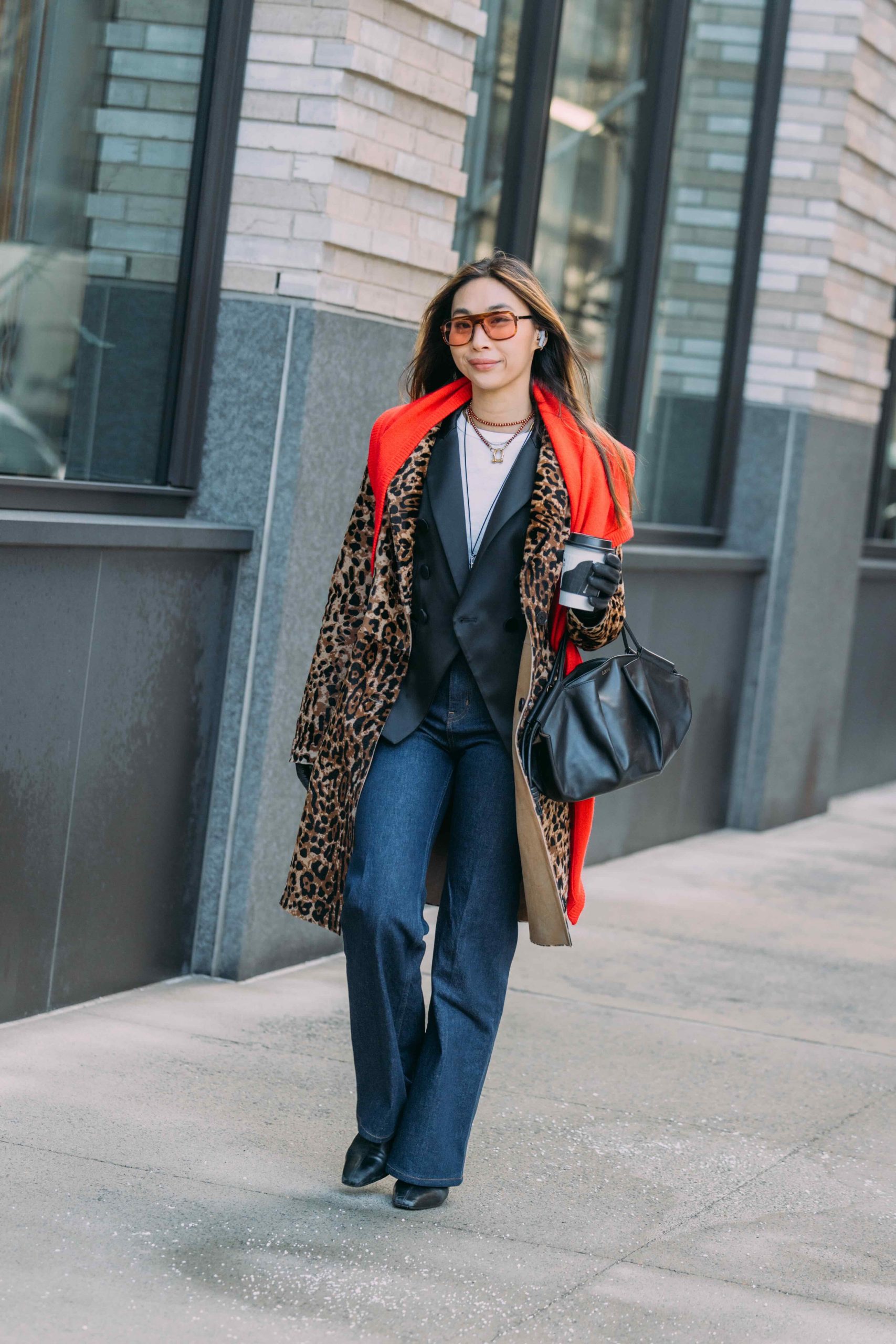 Arma leren trenchcoat print