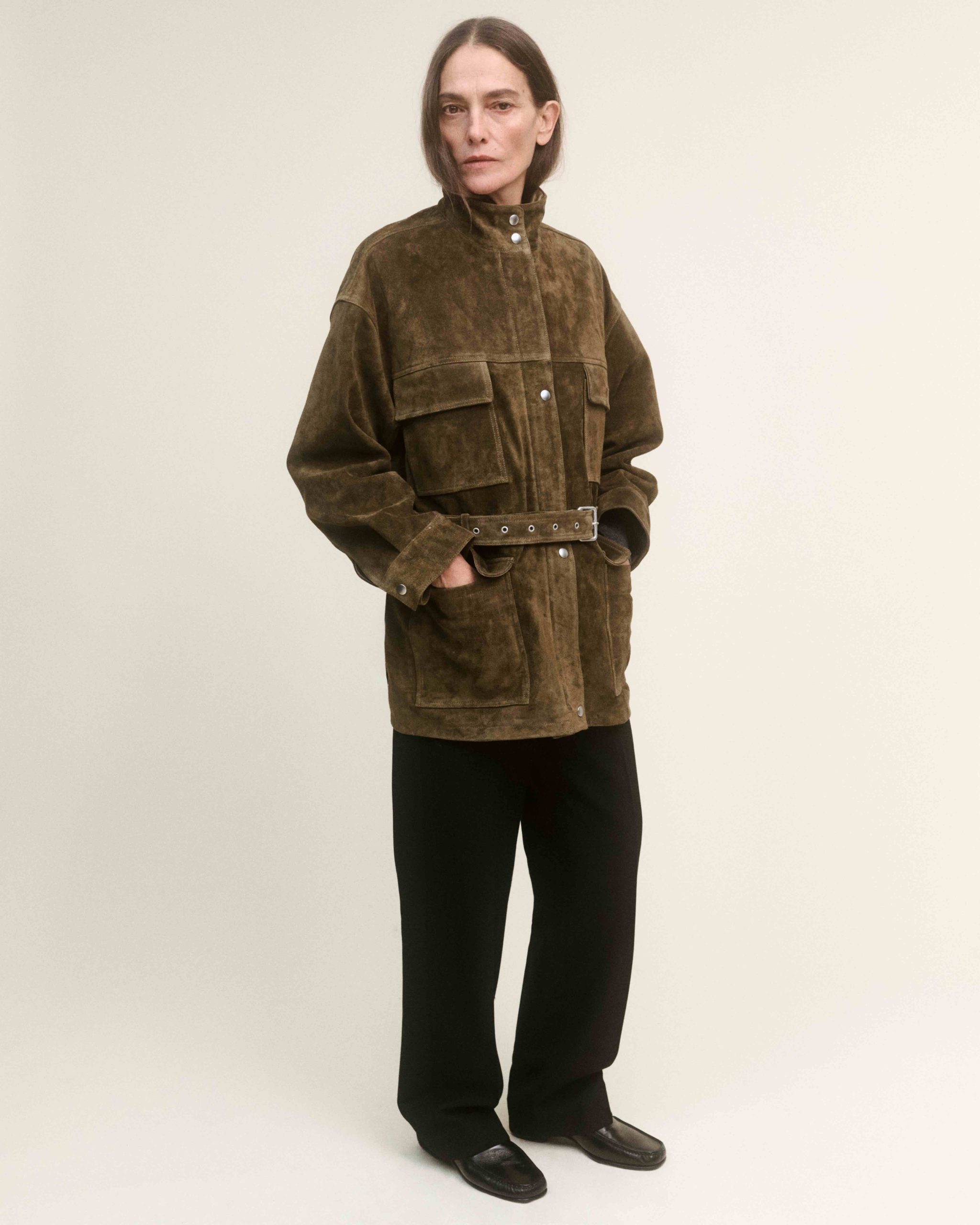 Arma suede leren trenchcoat bruin