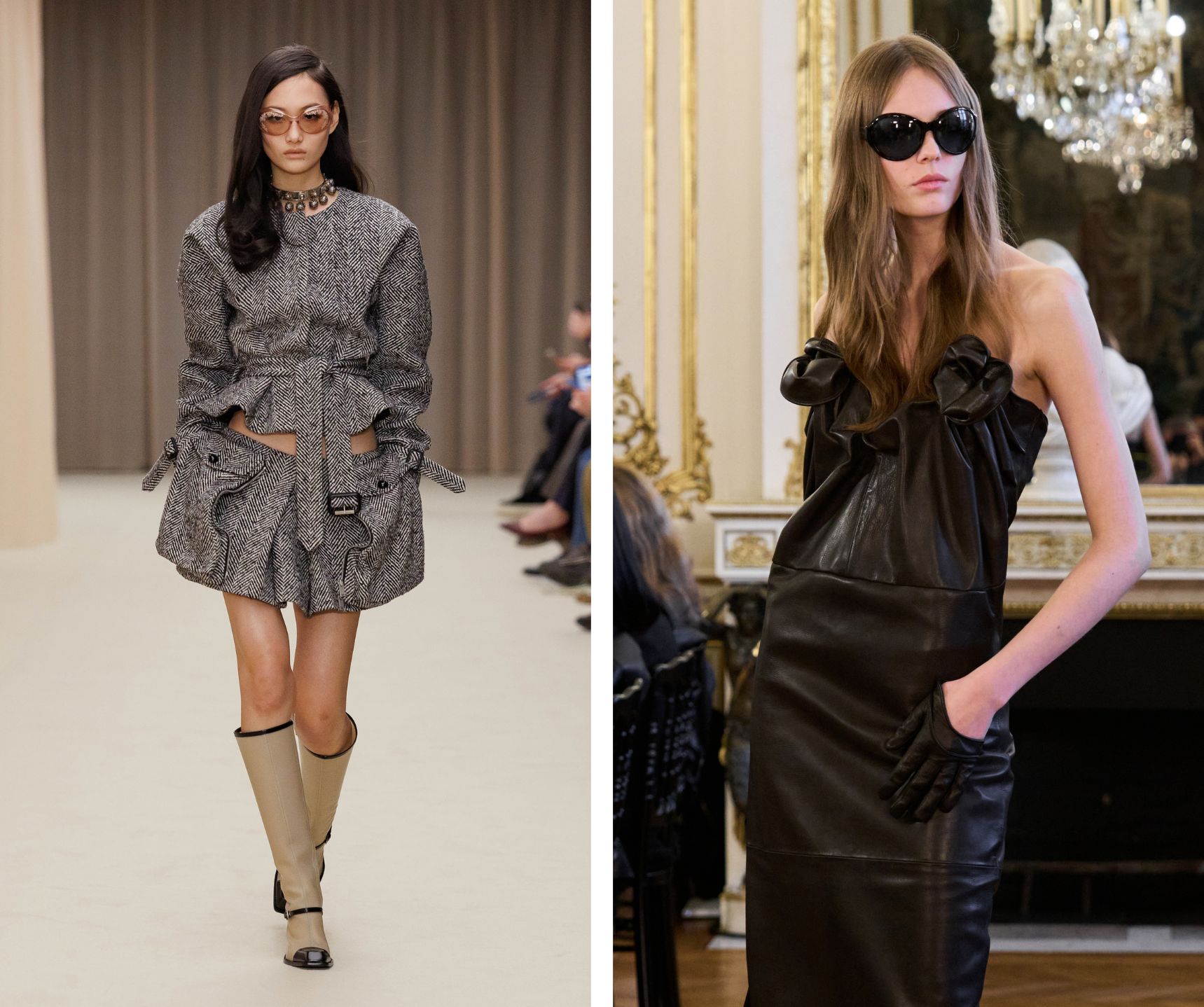 De bug eye bril op de catwalk.
