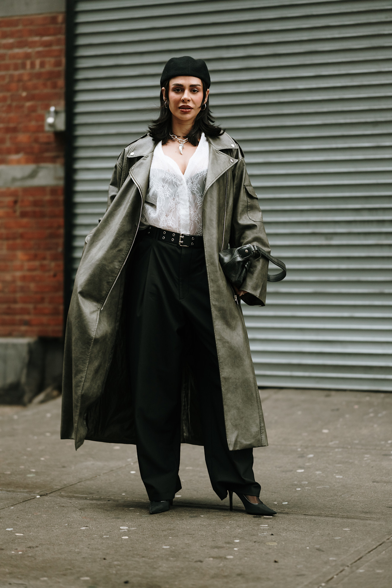 New York leren trenchcoat