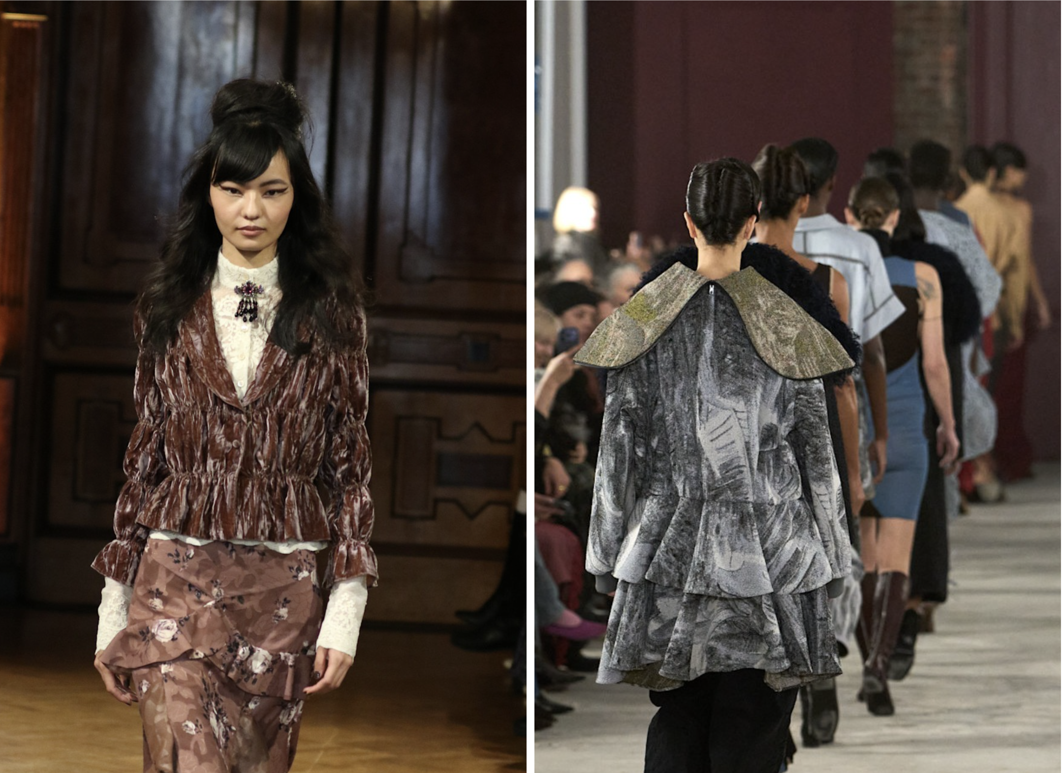 Haarlooks bij Anna Sui en Diotima voor de herfst/winter 2026 catwalks