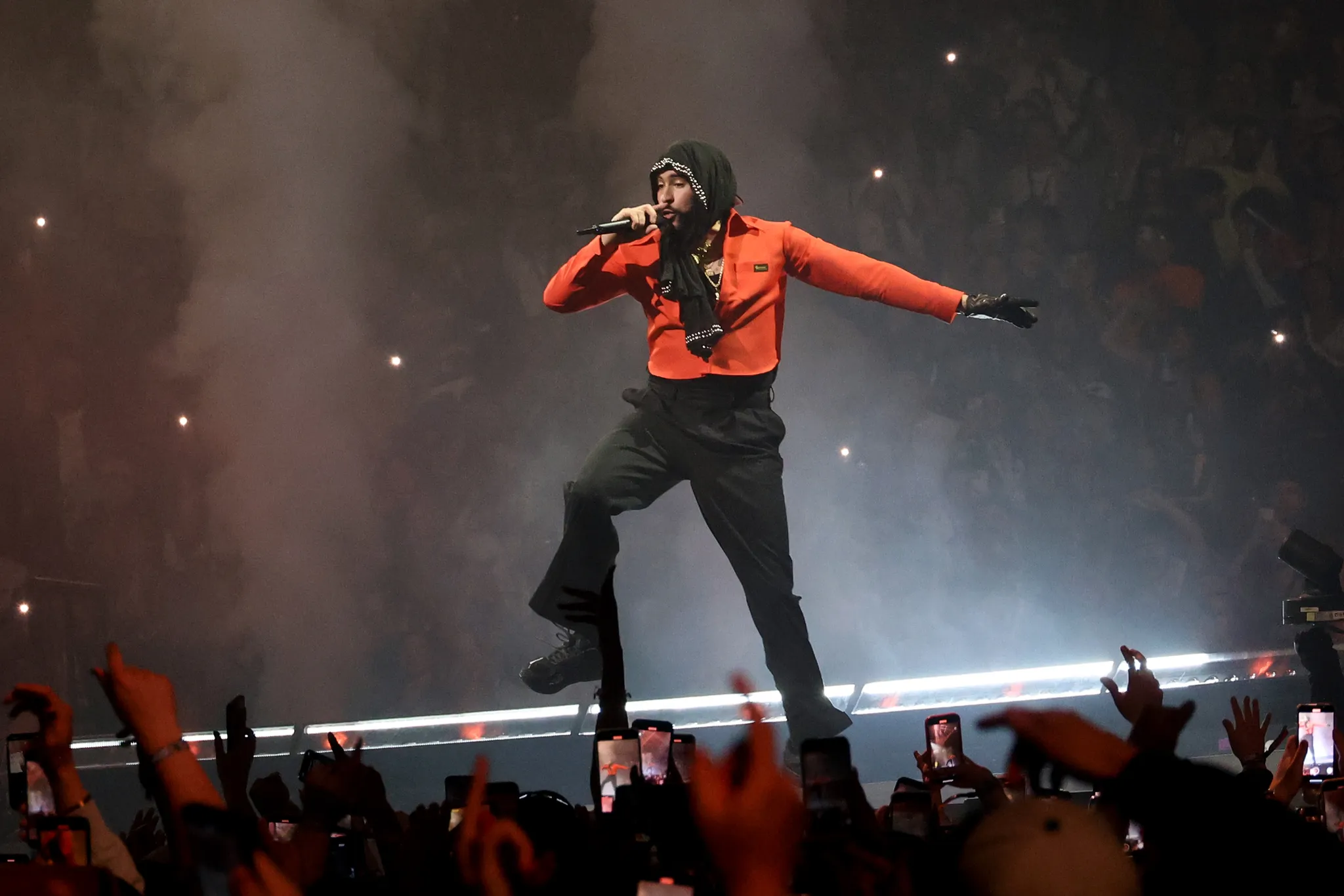 Bad Bunny bij een concert in Brooklyn