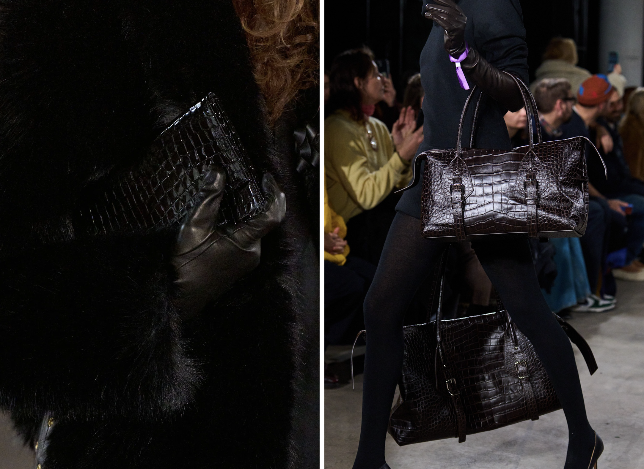 Krokodillenprint-tassen bij Ernest W. Baker en 7 For All Mankind fall/winter 2026