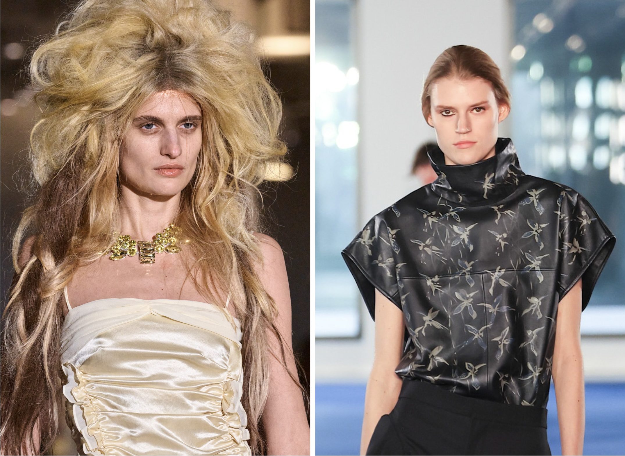 Haar en make-up looks bij Collina Strada en Proenza Schouler