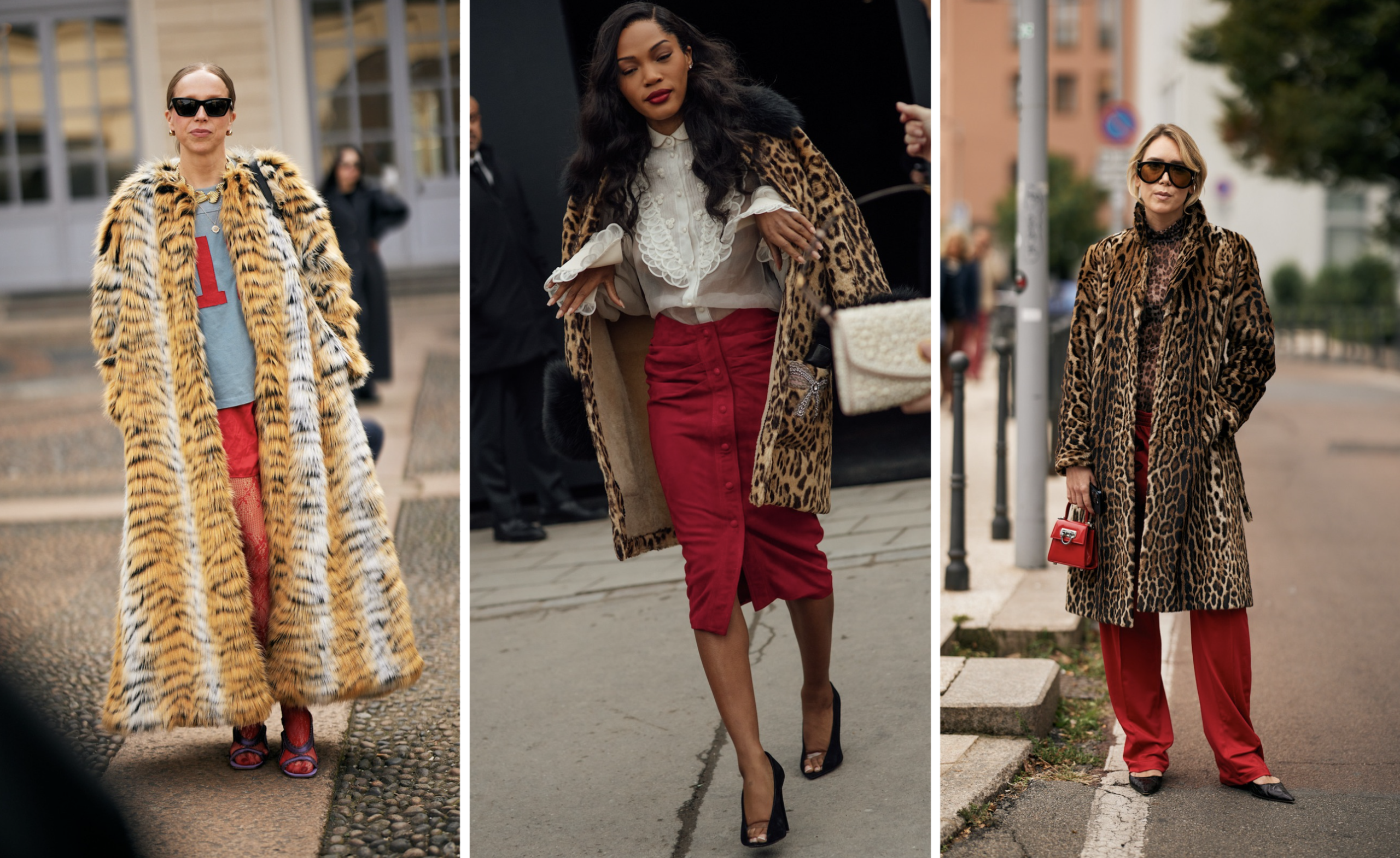 Panterprint met rood combinatie in de streetstyle