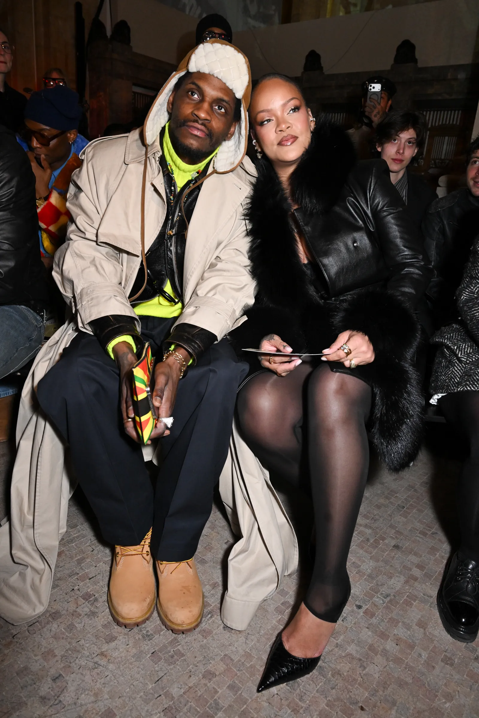 Rihanna met ASAP Rocky bij de AWGE herfst/winter 2026 show