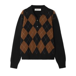 Róhe Argyle Wool Polo Sweater