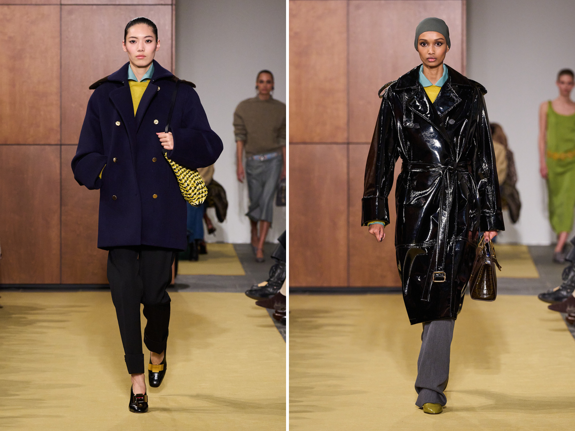 Twee looks van de Tory Burch-show tijdens NYFW
