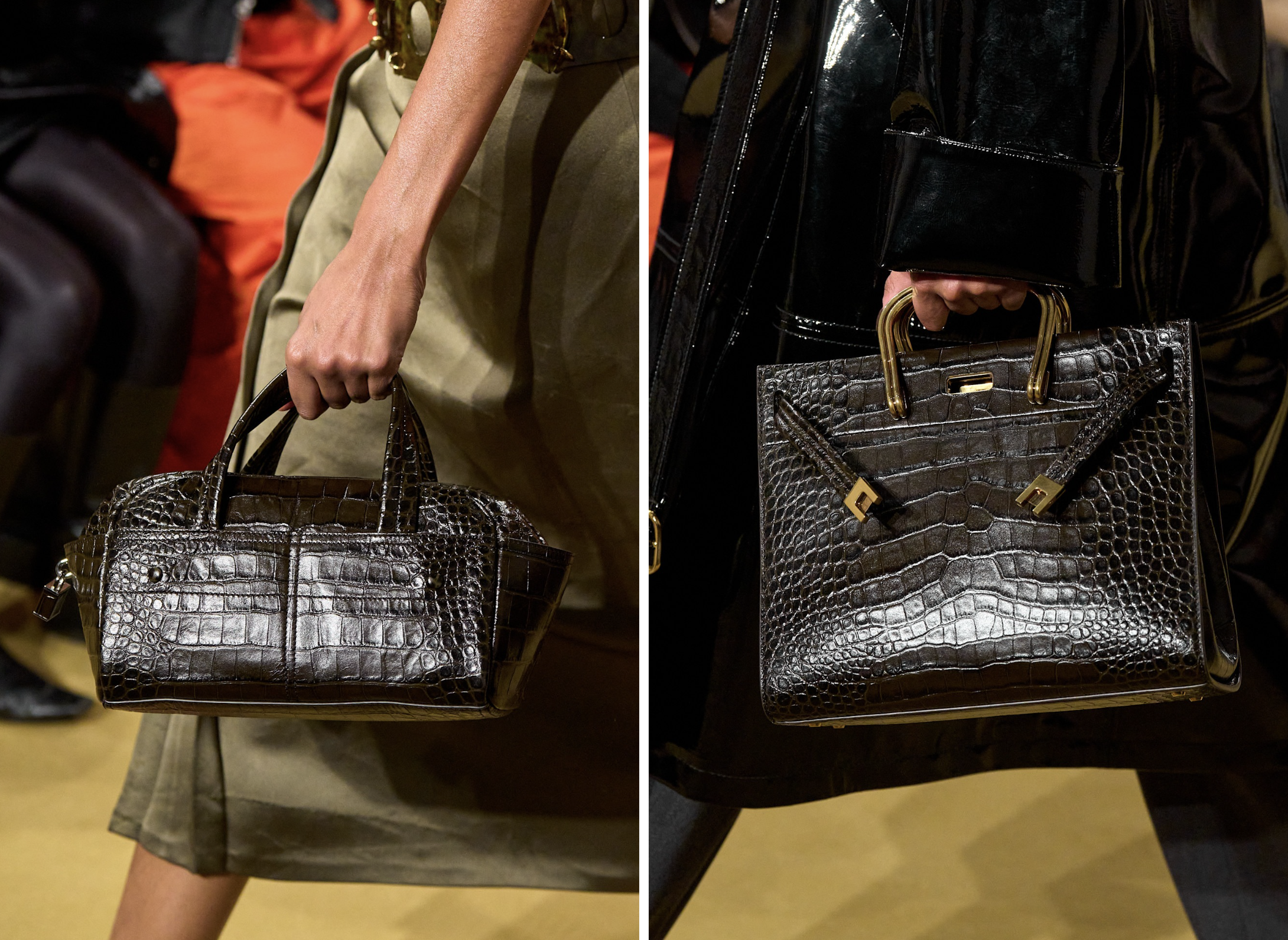 Krokodillenprint-tassen bij Tory Burch fall/winter 2026