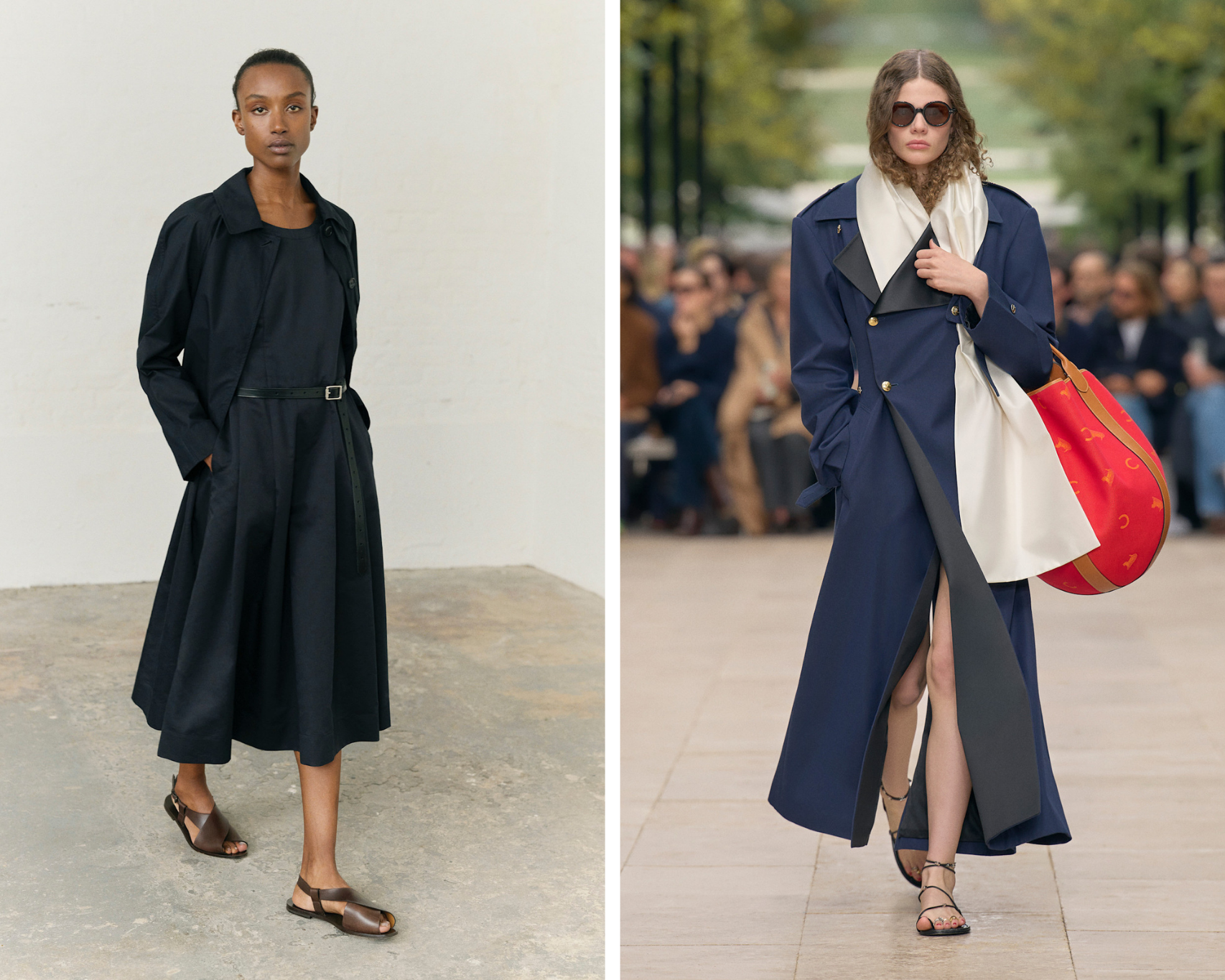 leren sandalen op de runway van celine en howell