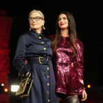 Anne Hathaway en Meryl Streep in Mexico tijdens de perstour van The Devil Wears Prada 2