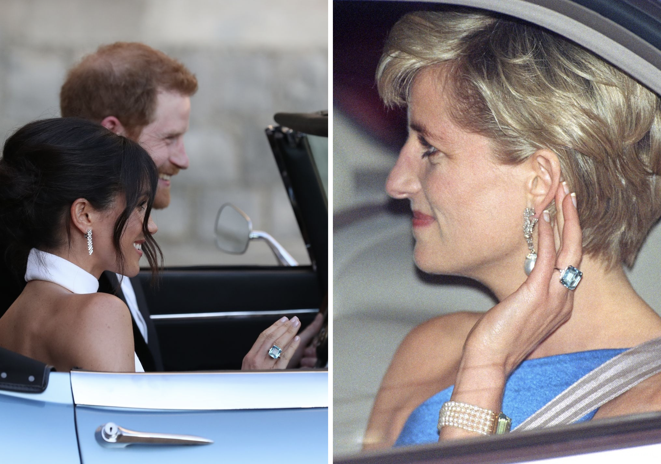 Meghan en Diana met dezelfde aquamarijnring