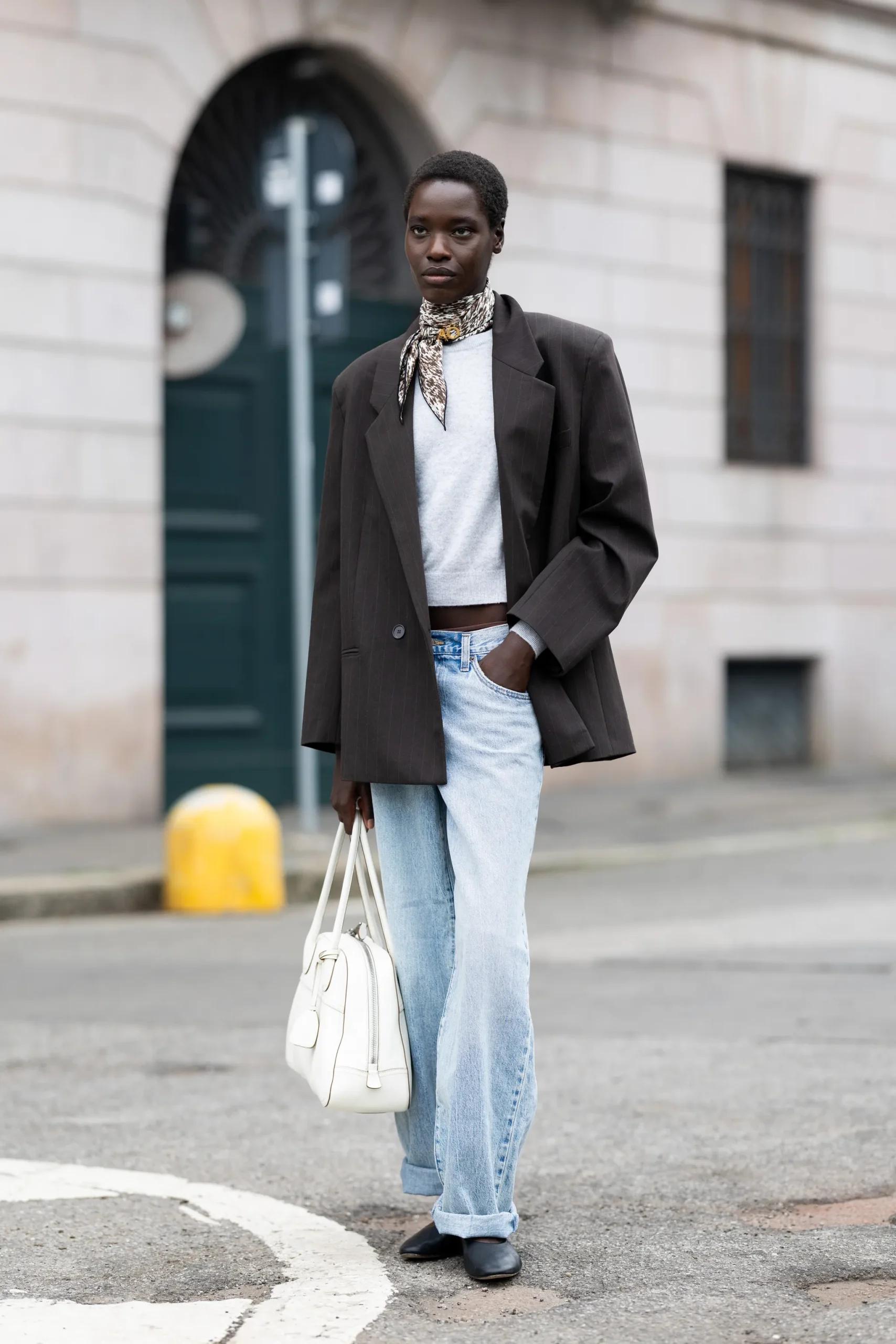 Awar Odhiang tijdens de herfst/winter modeweek 2026-2027 in Milaan