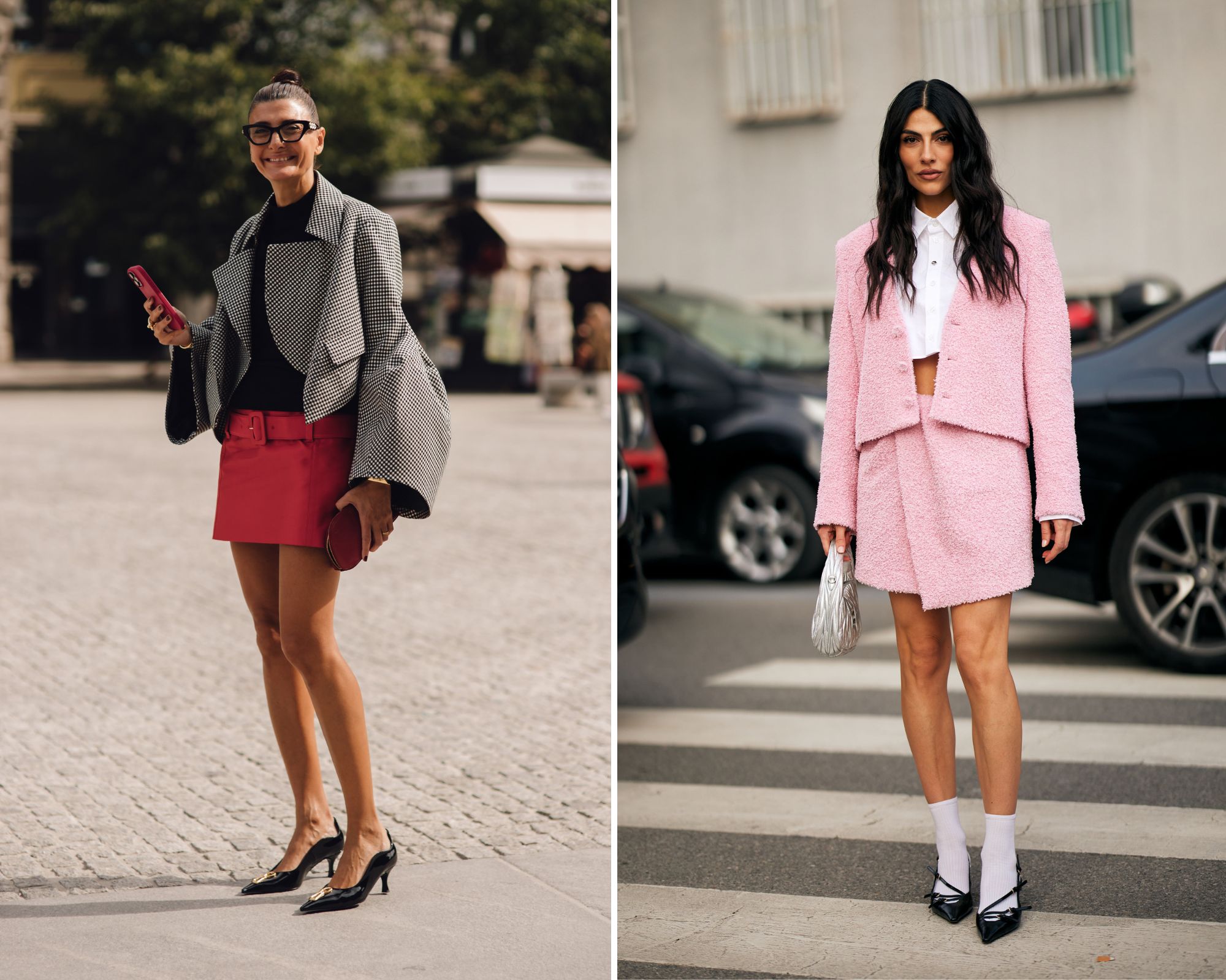 De gekleurde minirok in het straatbeeld