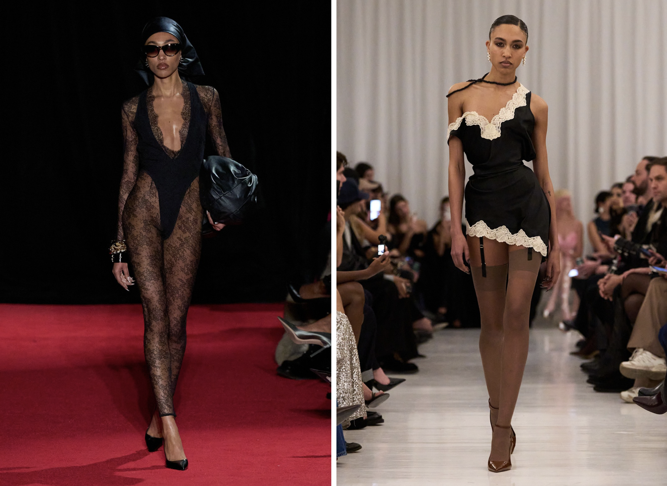 Laquan Smith herfst/winter 2026 (links) en Christian Cowan herfst/winter 2026