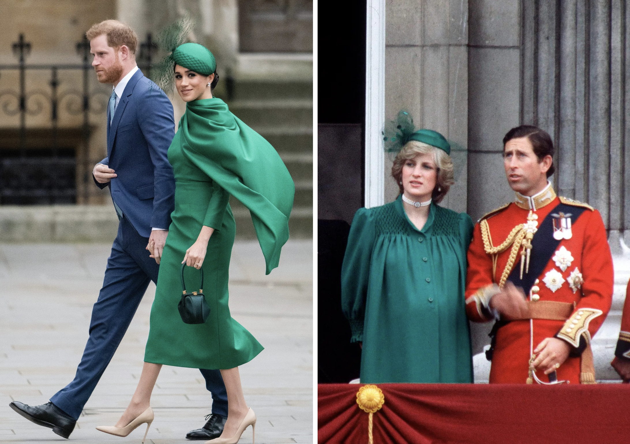 Meghan en Diana in een groene jurk
