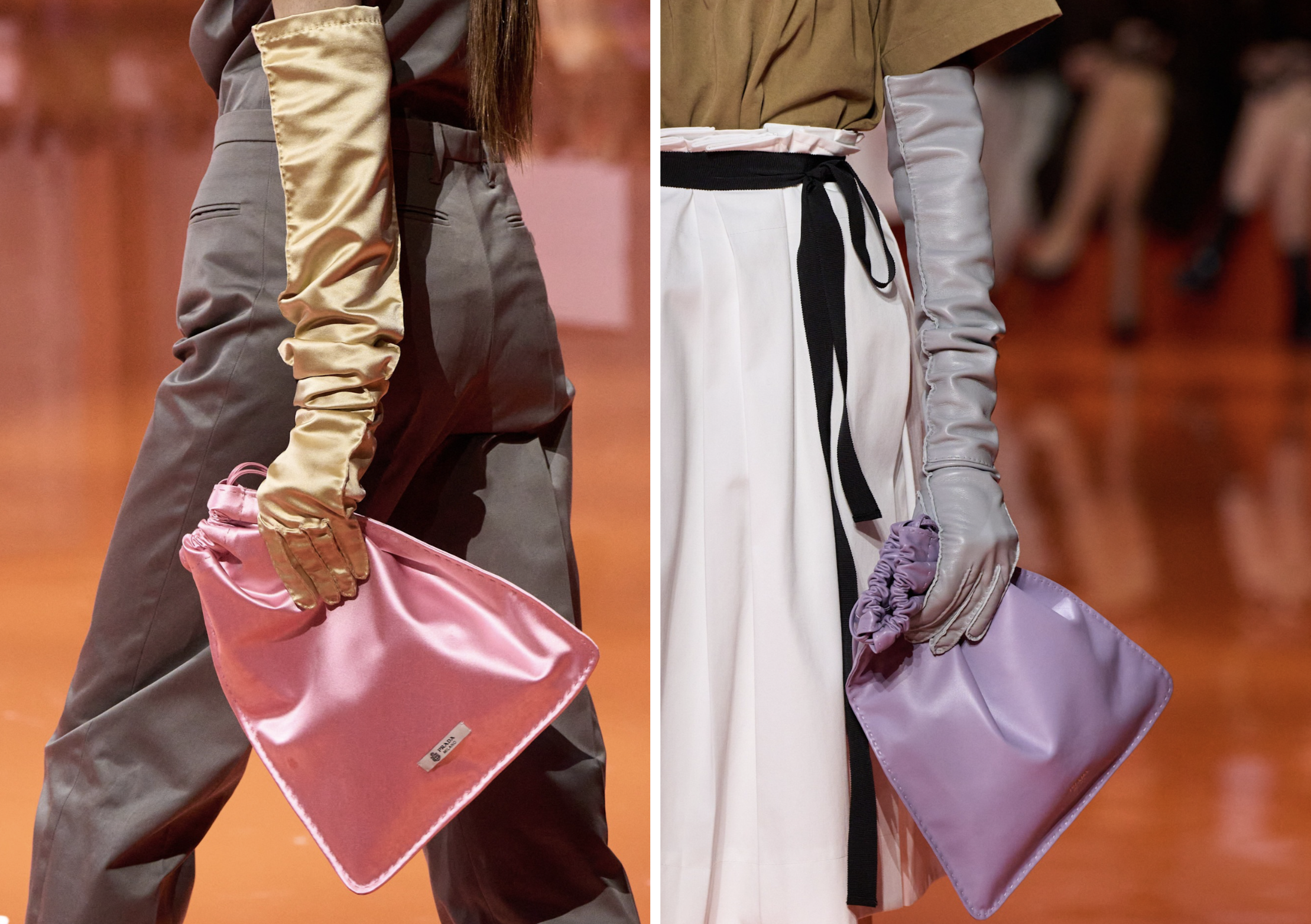 Drawstring tassen bij Prada lente/zomer 2026