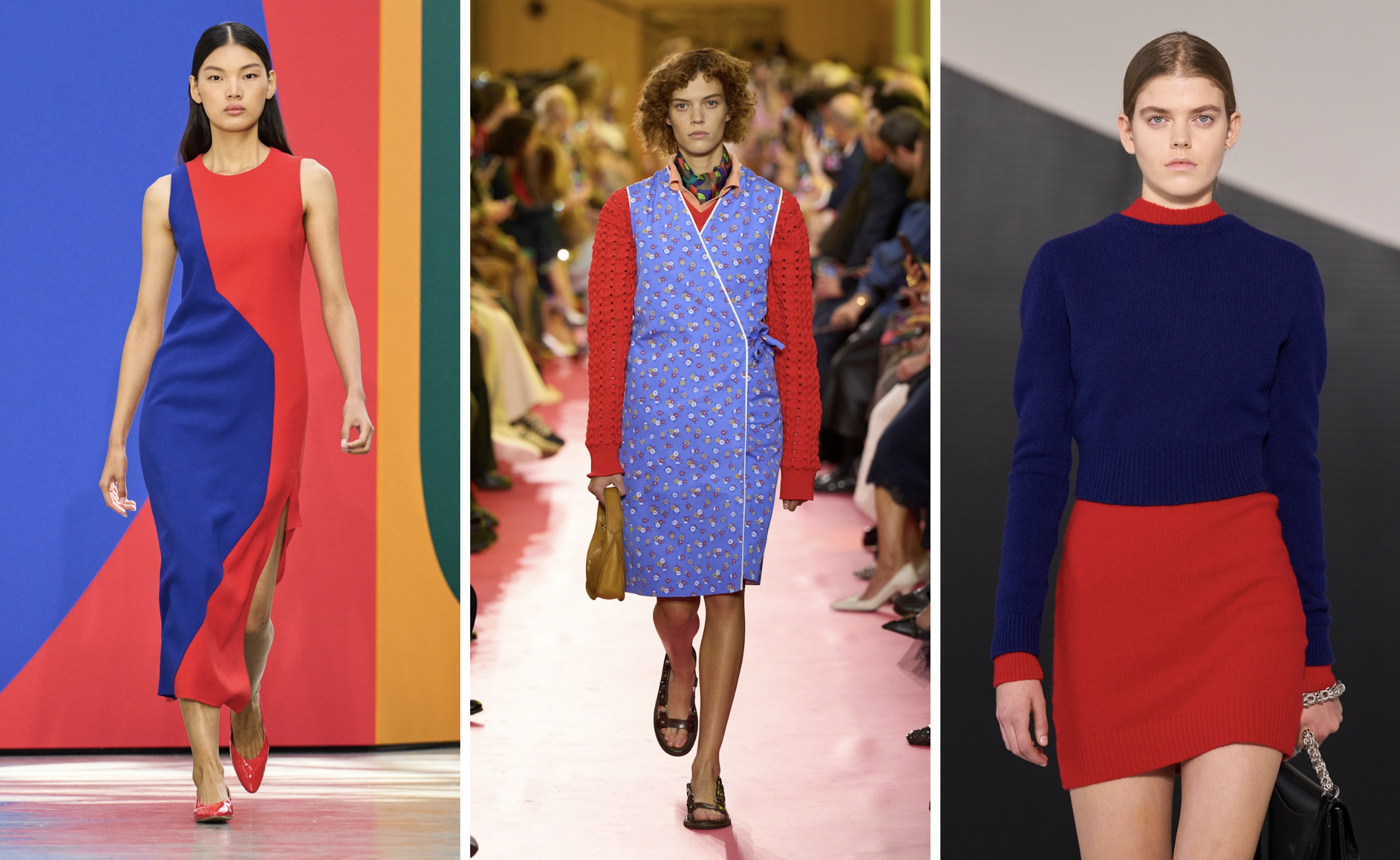 Rood en blauw bij Akris, Miu Miu en Jil Sander lente/zomer 2026