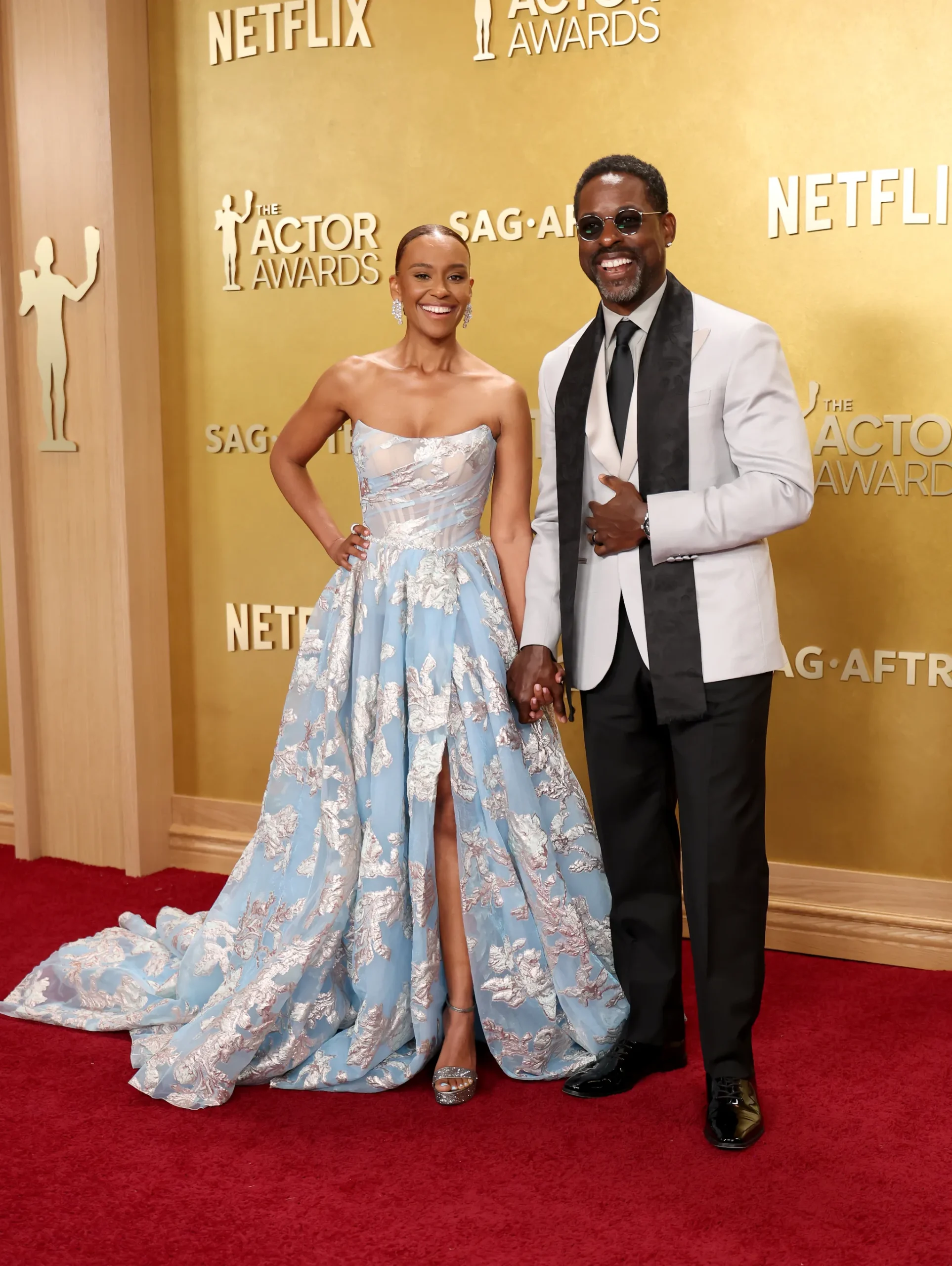 Ryan Michelle Bathe en Sterling K. Brown als koppel bij de SAG Awards 2026