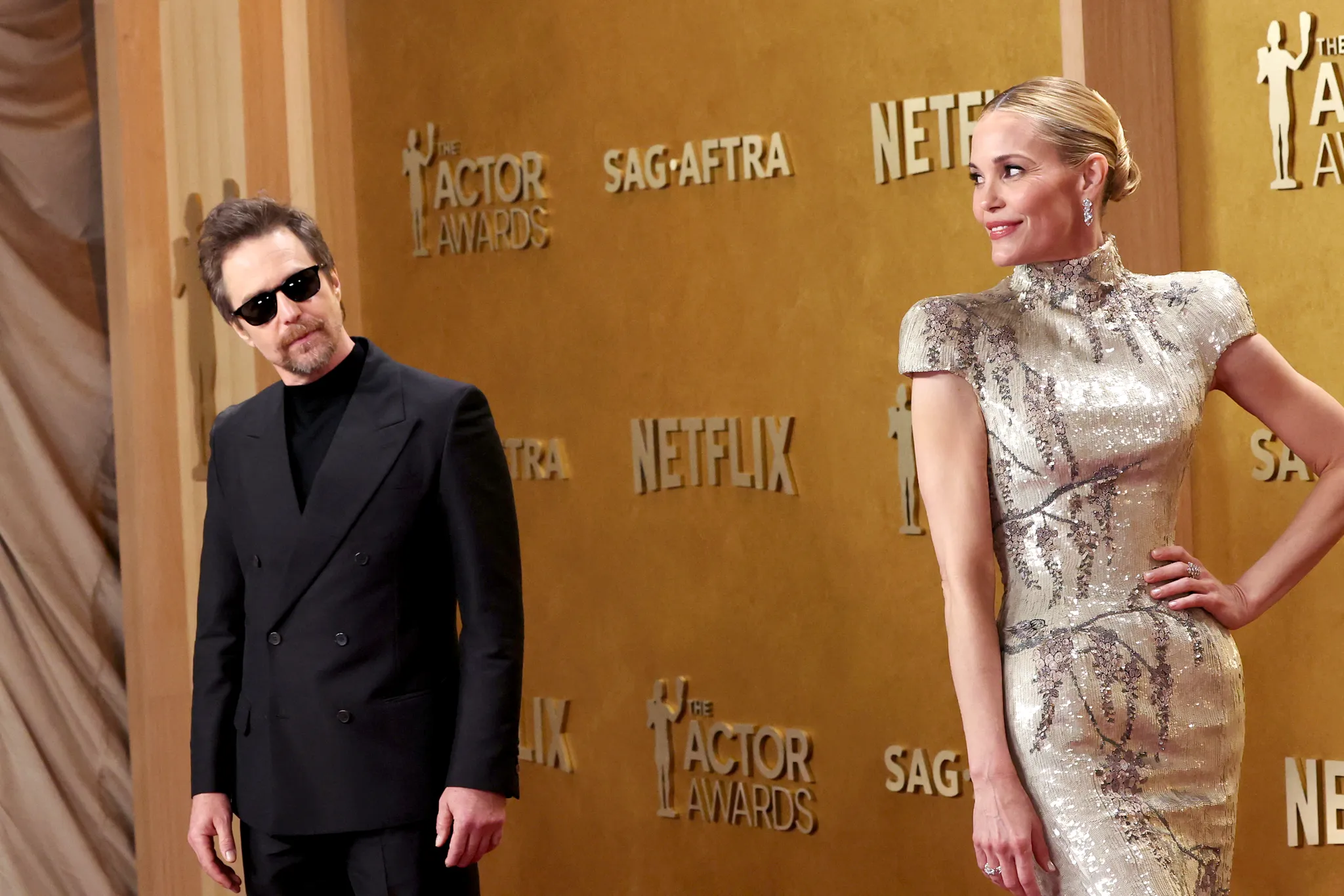 Sam Rockwell en Leslie Bibb bij de SAG Awards 2026