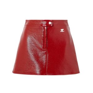 Rode leren minirok van Courrèges