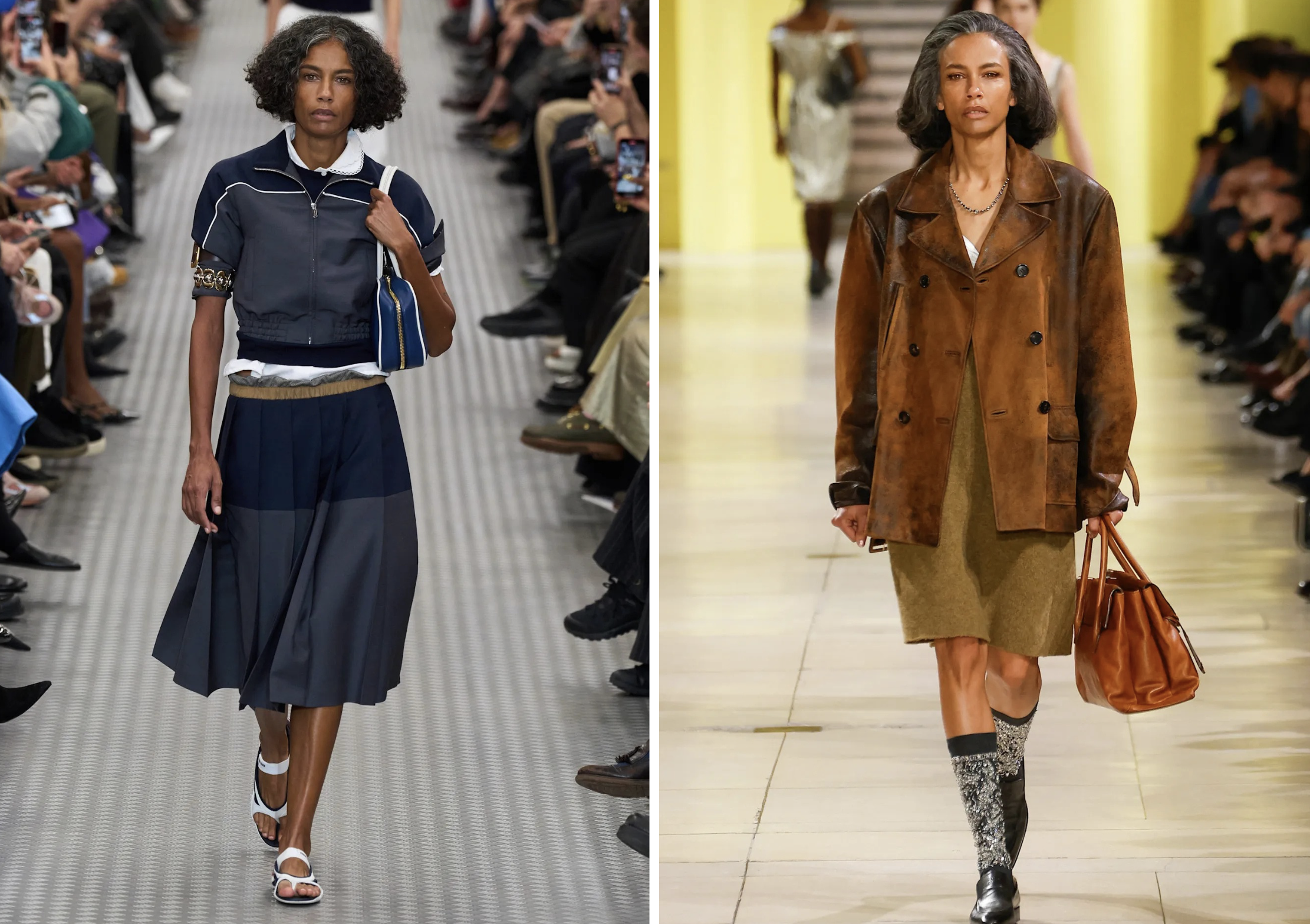 Stephanie Cavalli voor Miu Miu 2025: lente/zomer (links) en herfst/winter