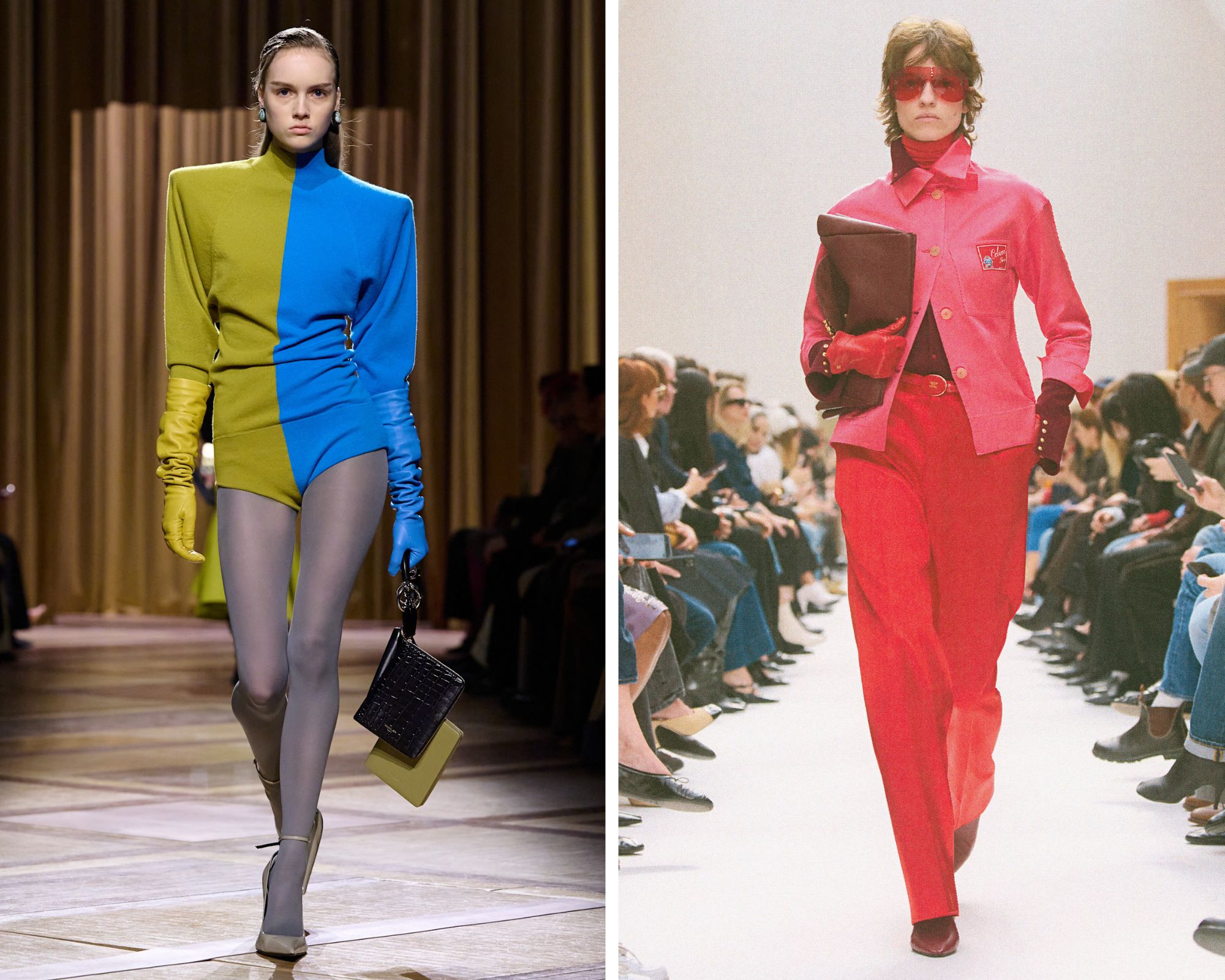 De colorblocking-trend bij Mugler en Celine herfst/winter 2026