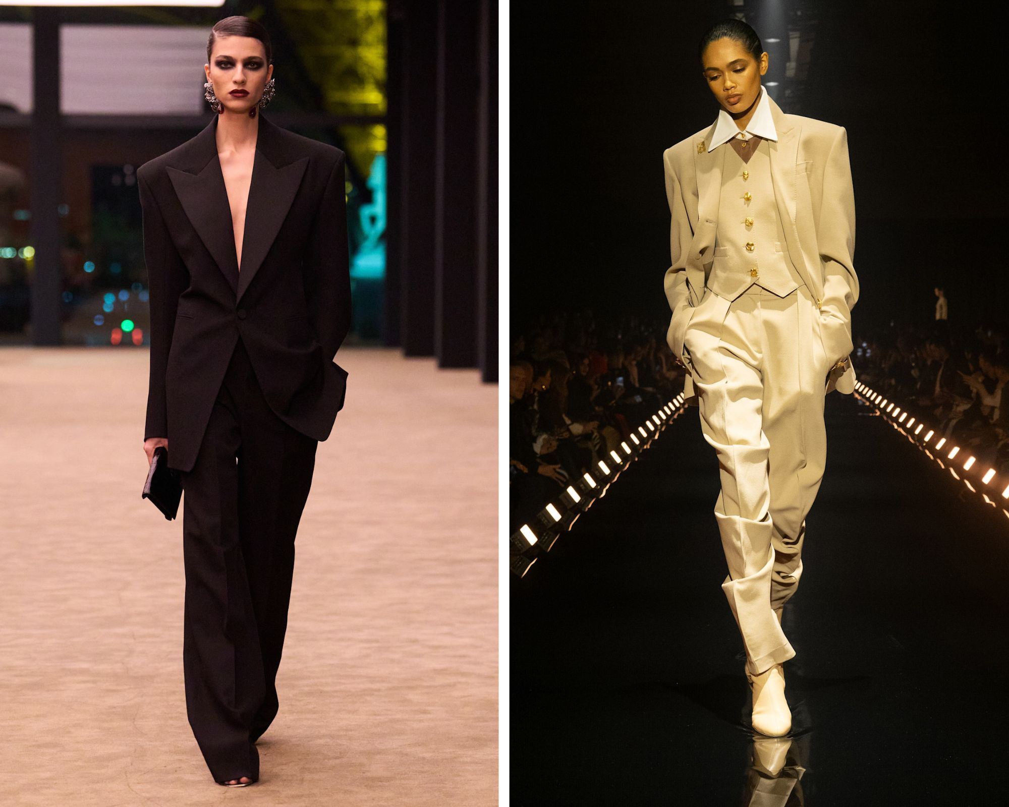 Smokings bij Saint Laurent en Schiaparelli