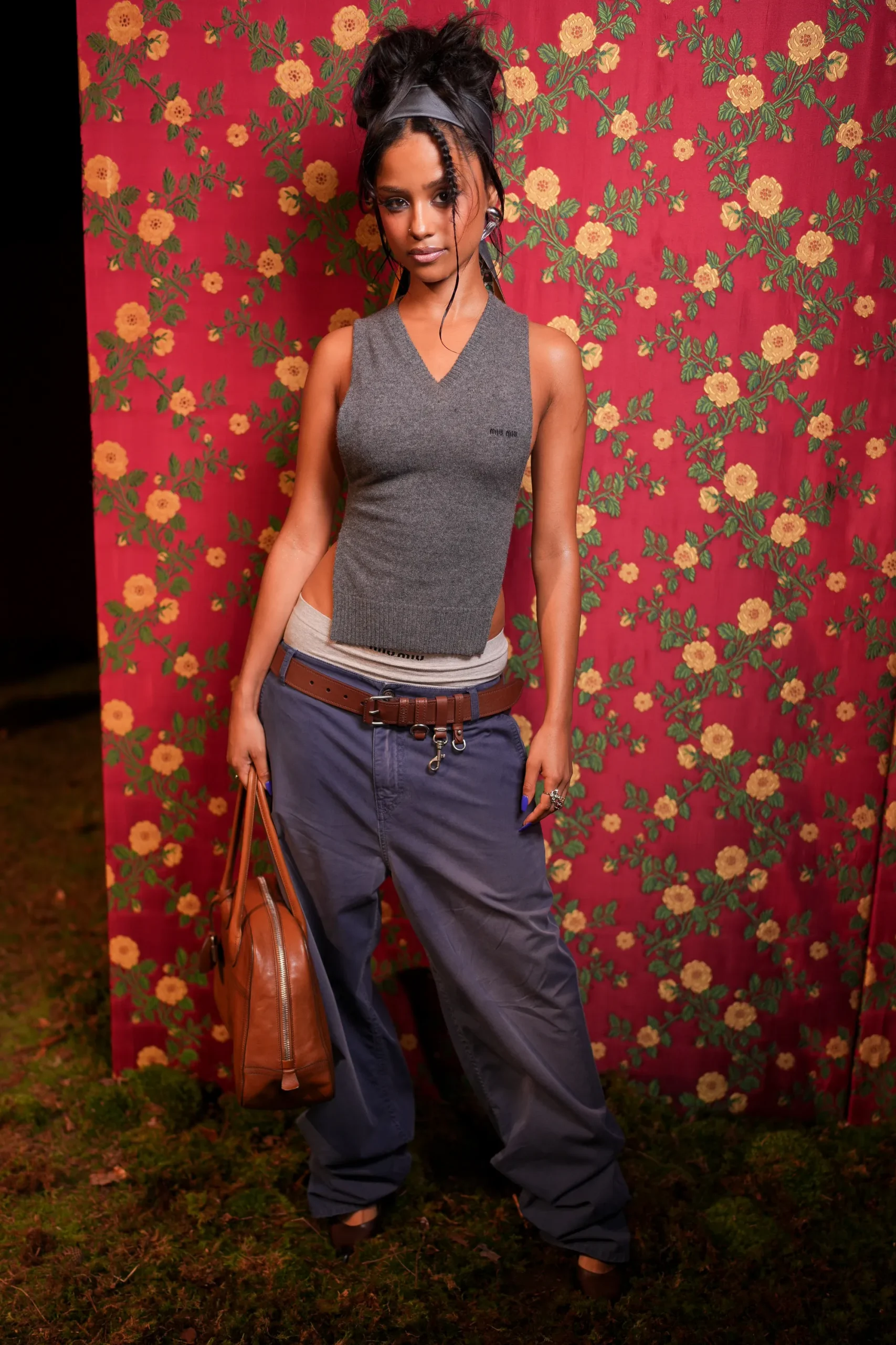 Tyla bij Miu Miu tijdens Paris Fashion Week