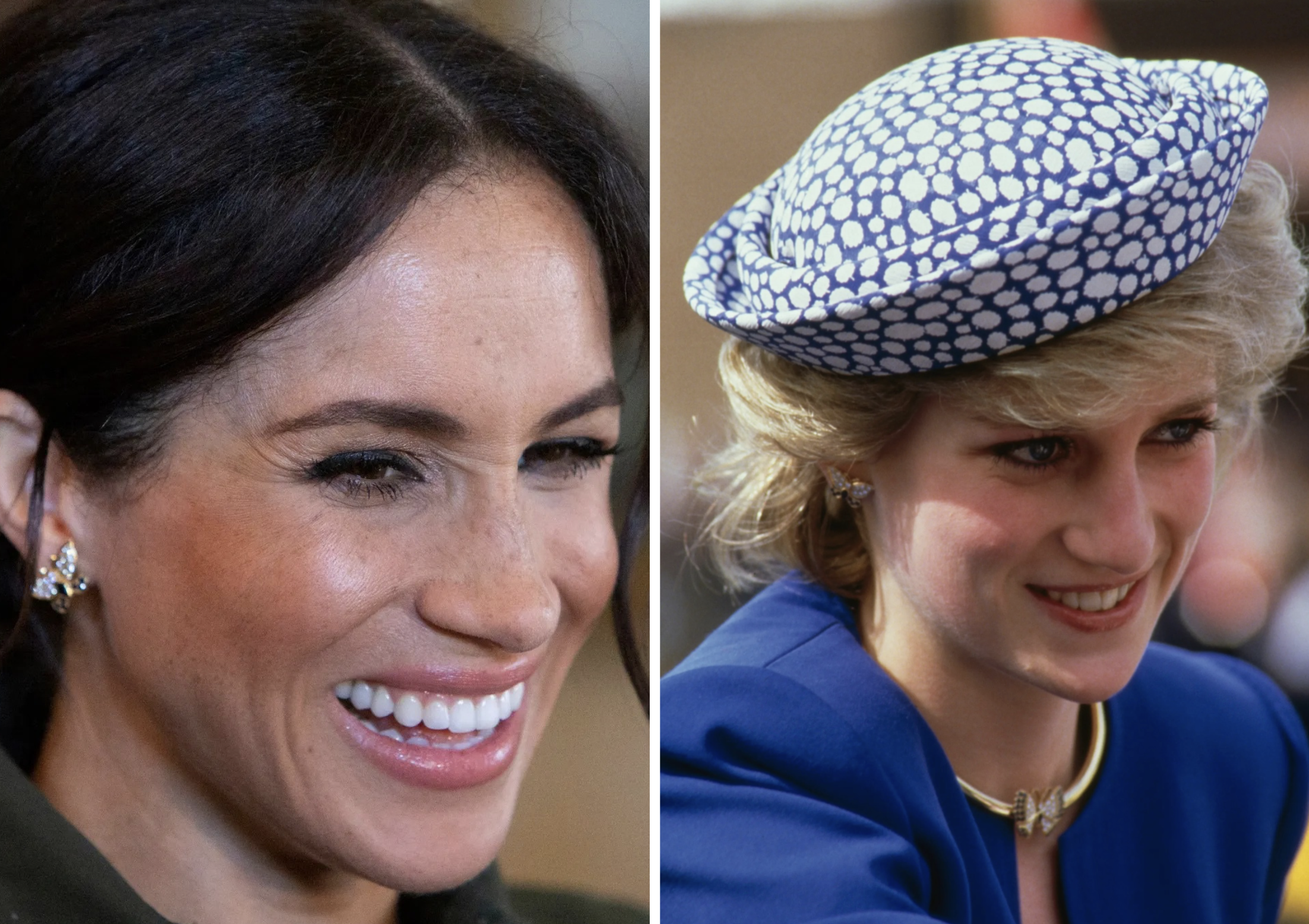 Meghan met de vlinderoorbellen van Diana
