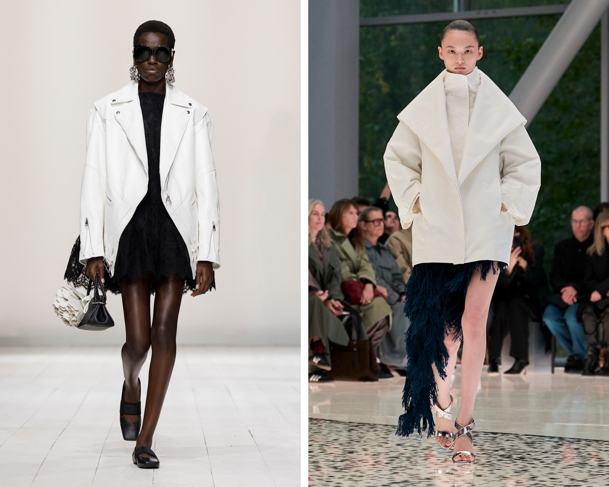 witte jassen op de runways van Givenchy en Alaia, voor lente zomer 2026