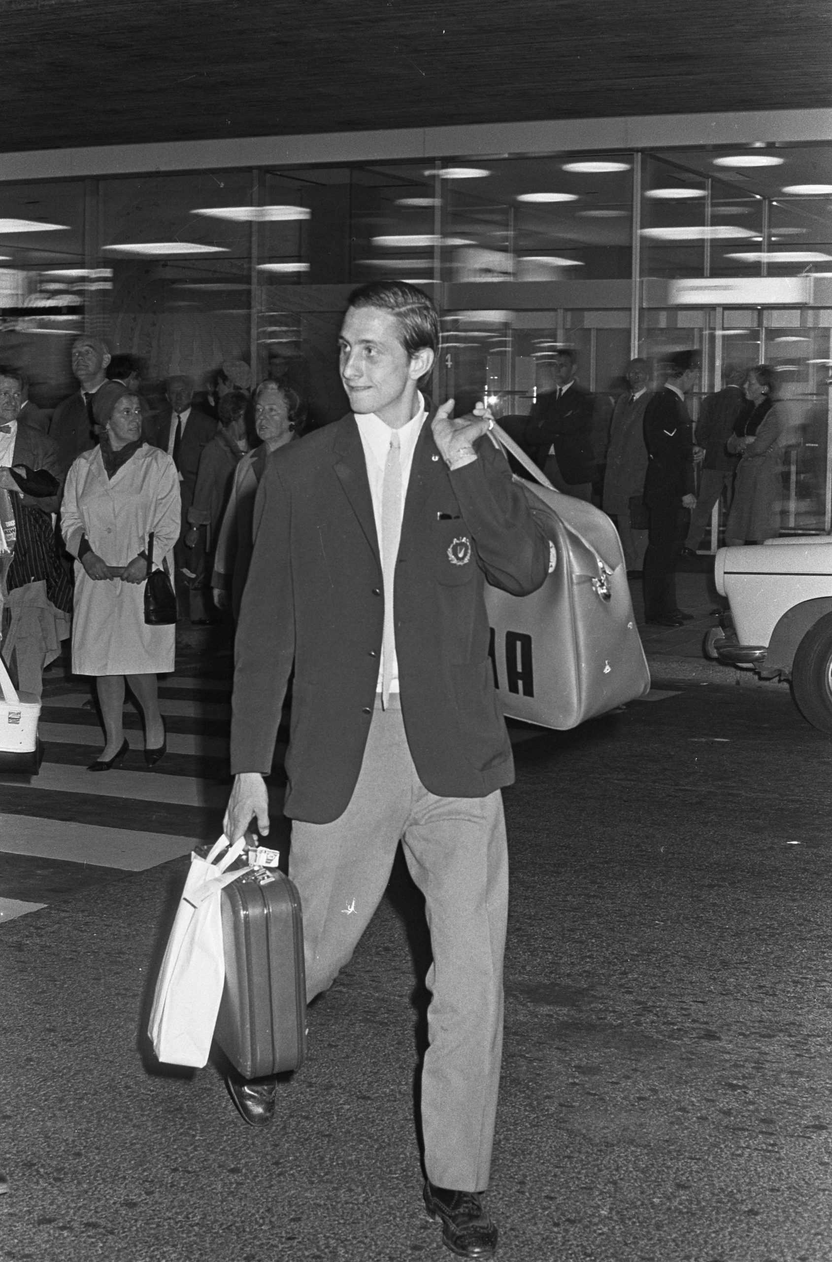 Johan Cruijff op Schiphol.
