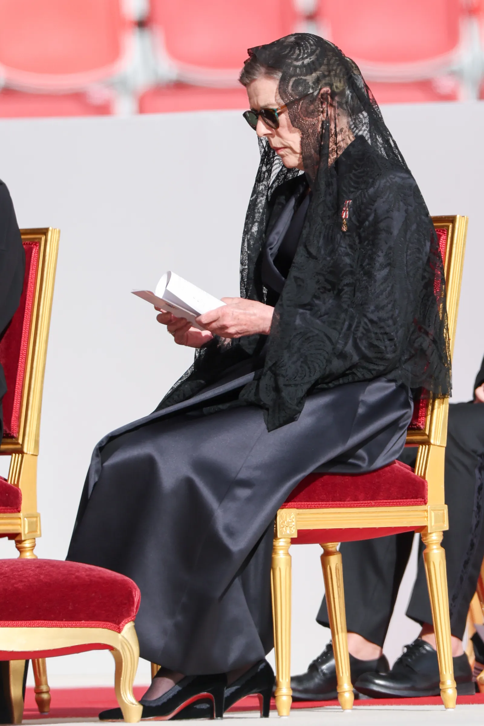 Carolina van Monaco bij bezoek van de paus